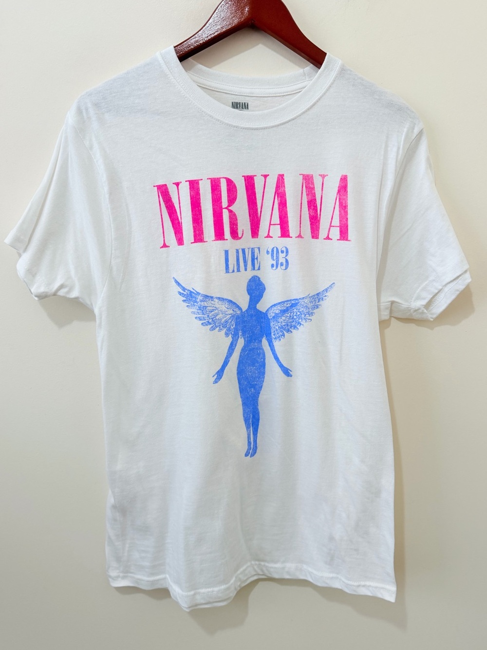 Nirvana Band Tee In Utero Angel Graphic Grunge Rock Casual Cotton White Large